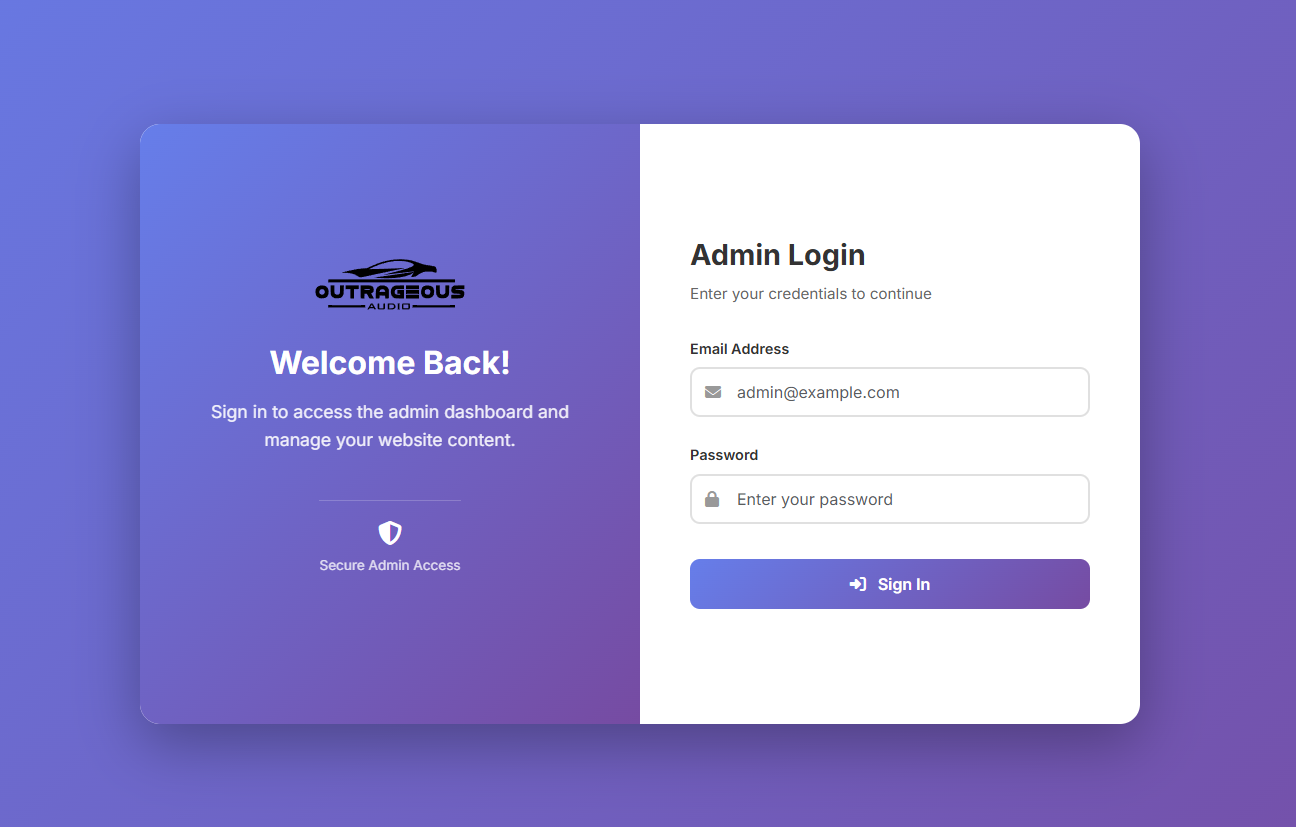 Outrageous Audio Admin Portal